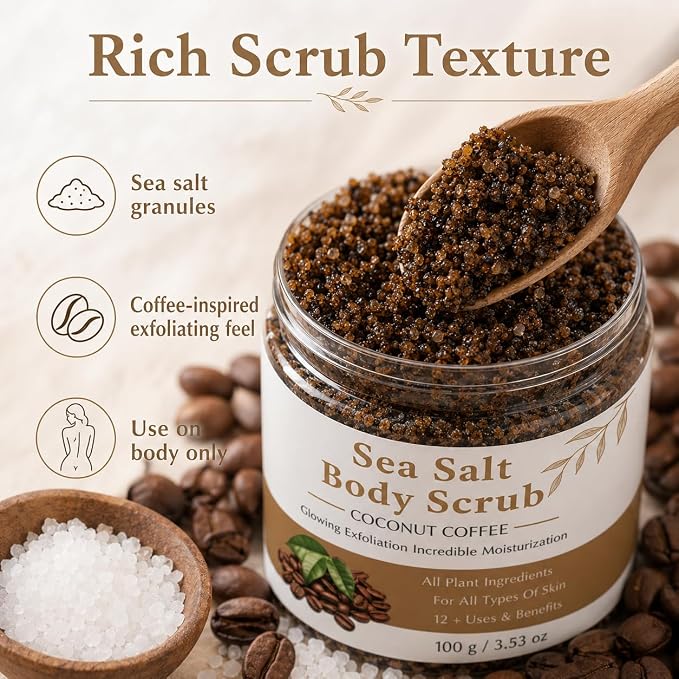 3PCS Body Scrub + Wooden Scoop
