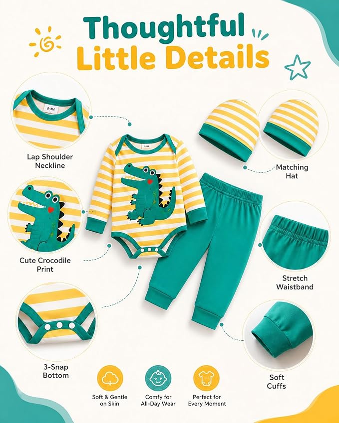 Teal Dinosaur Printed Stripe