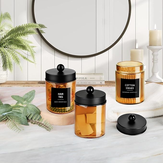 Jar Gold Amber/Lid Black