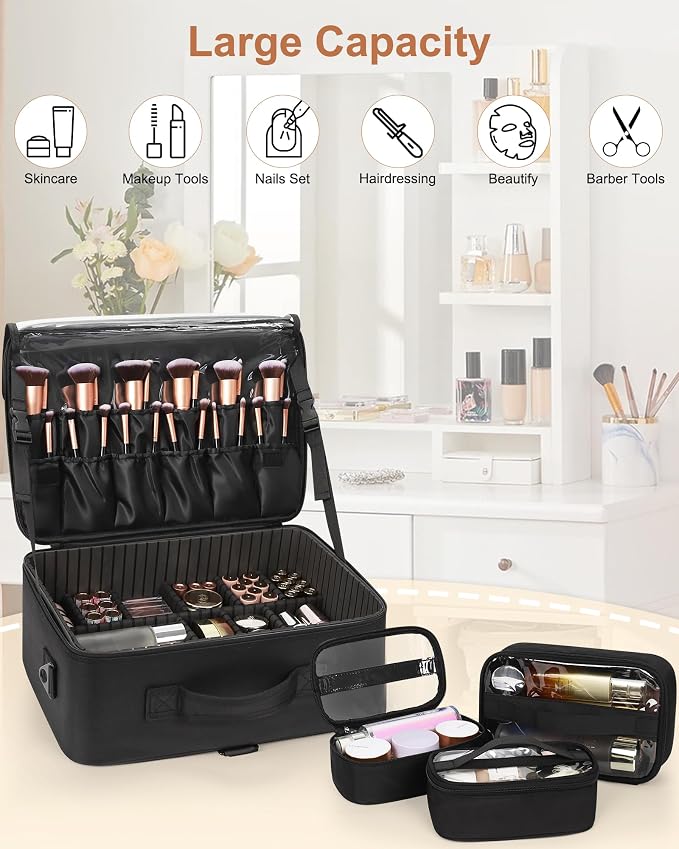 black with 3 clear bags