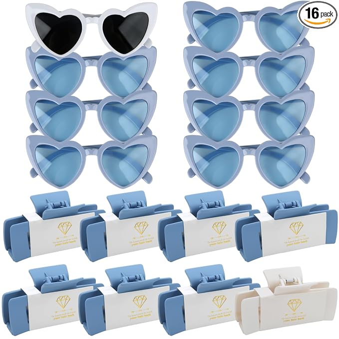 16pcs White&Dusty Blue