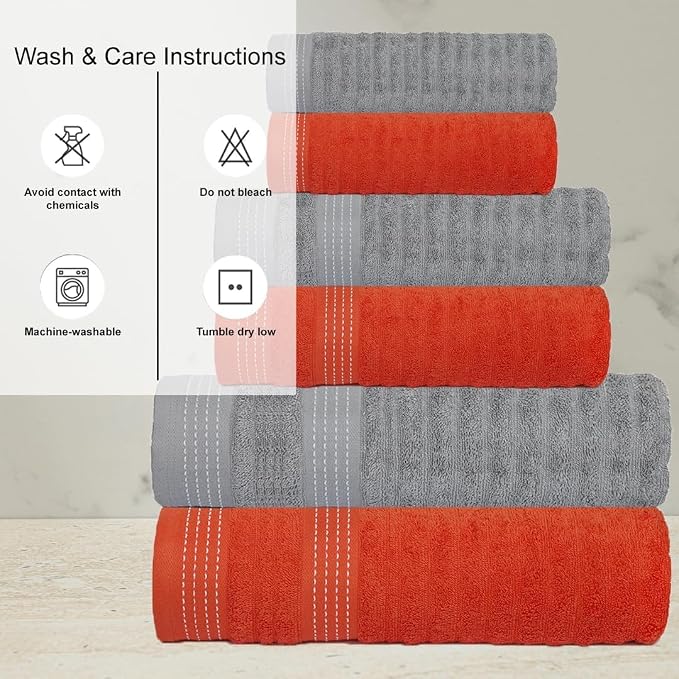 Elegance 6pcs Towel Set Grey Violet-orange