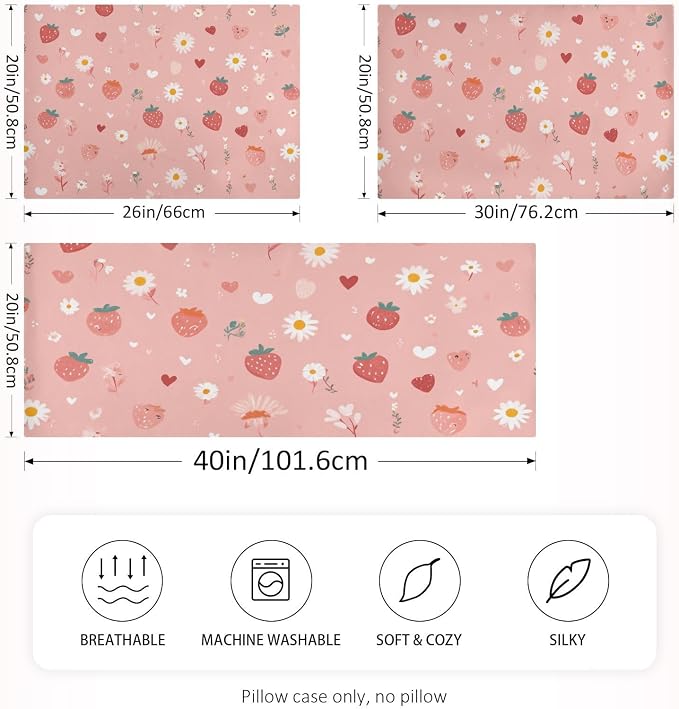 Pastel Pink Daisy Strawberry Hearts