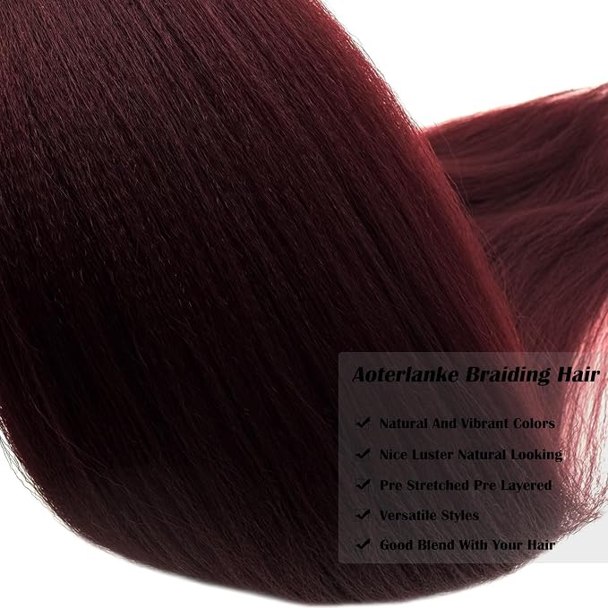 Dark Red Braiding Hair Pre Stretched
