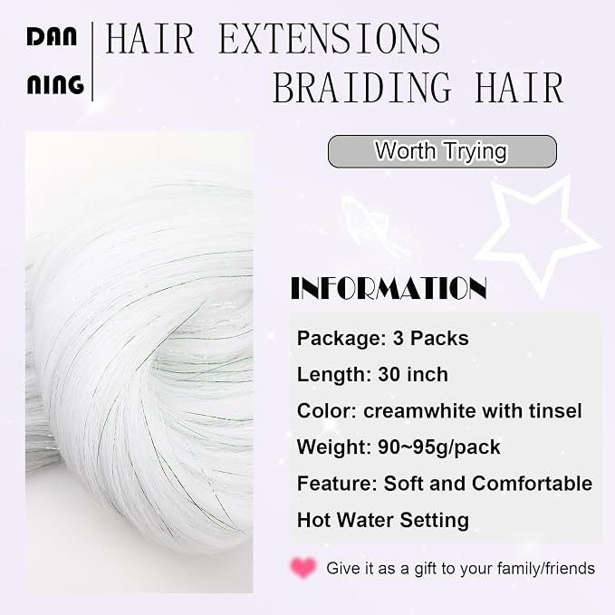 cream white with tinsel