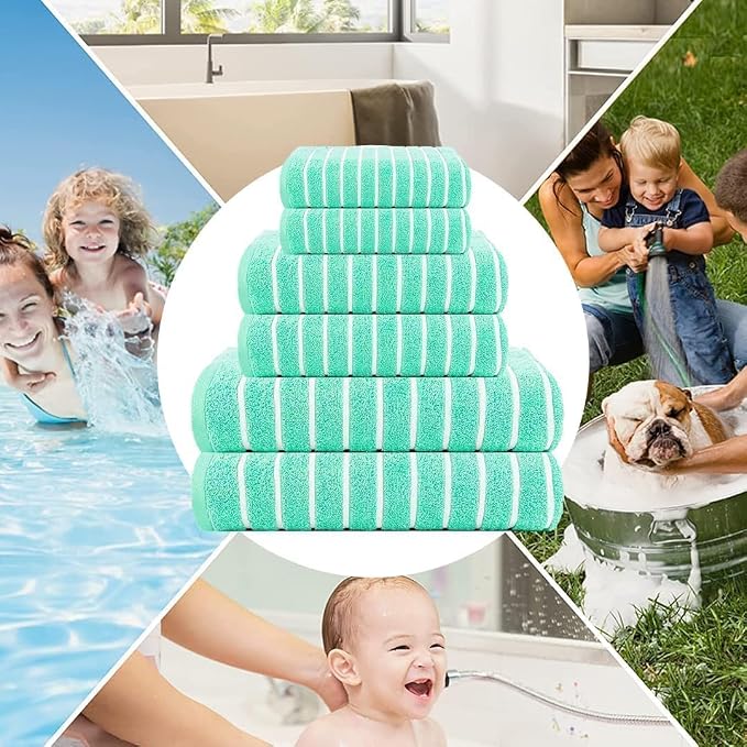 Ecstatic 6pcs Towel Set Blue-green