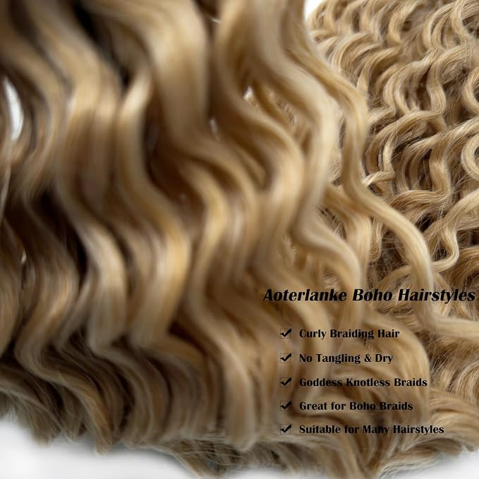 Mixed Golden Blonde Braiding Hair with Boho Curls