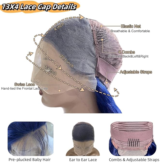 Blue Body Wave Lace Front Wigs Human Hair