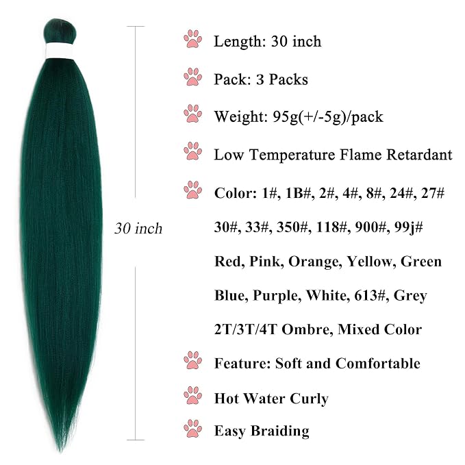 Dark Green Braiding Hair 3 Packs