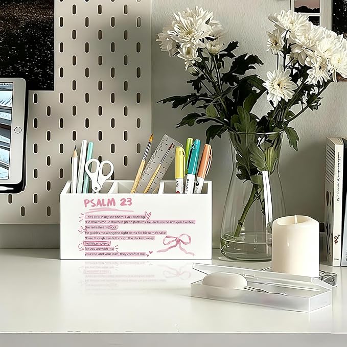 01-Pink Bow Christian Pen Holder(2)
