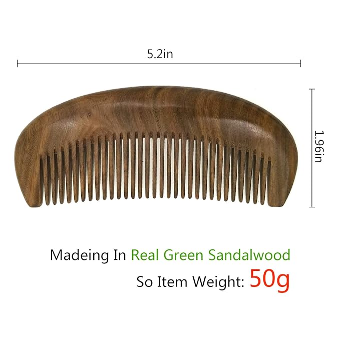 Moon Fine Tooth Comb Paraguay Green Sandalwood