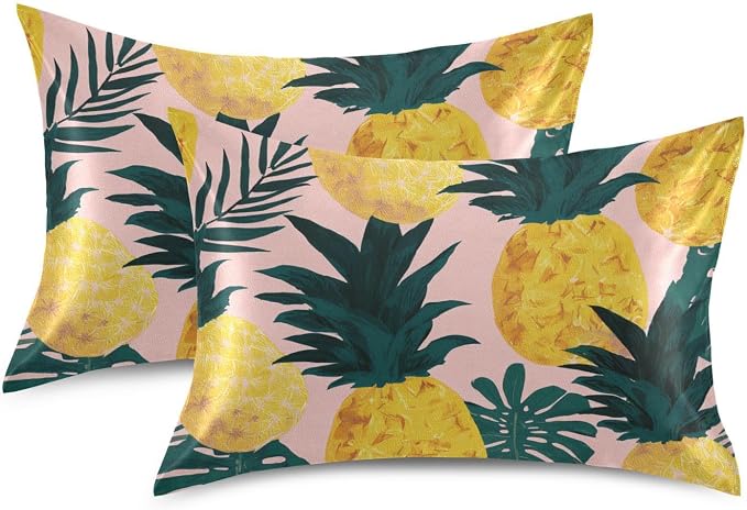 Light Pink Pineapples and Tropical Leaves