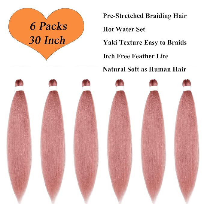 Dark Rose Gold Braiding Hair 6 Packs