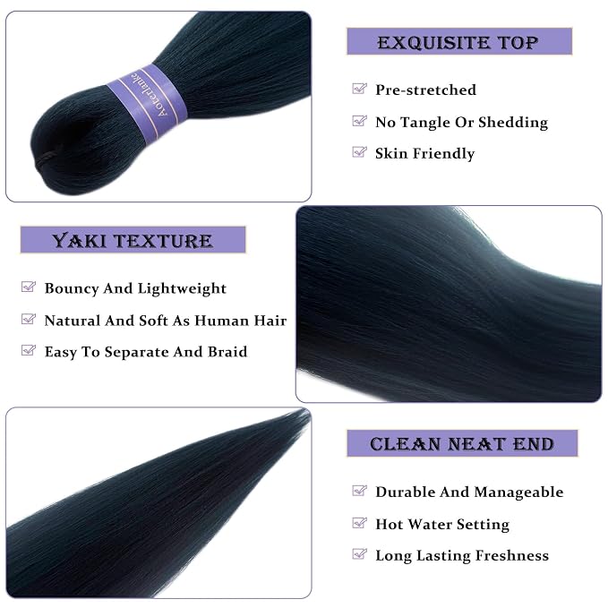 Navy Blue Braiding Hair Pre Stretched