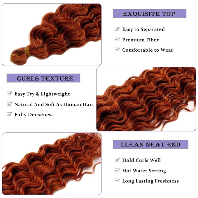 Mixed Ginger Orange Braiding Hair with Boho Curls
