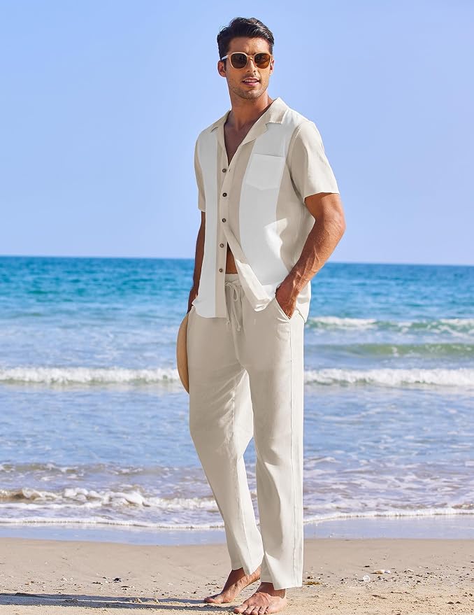 Khaki Patchwork White Shirt/Khaki Pants