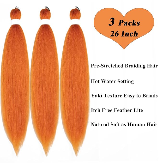Golden Orange Braiding Hair 3 Packs