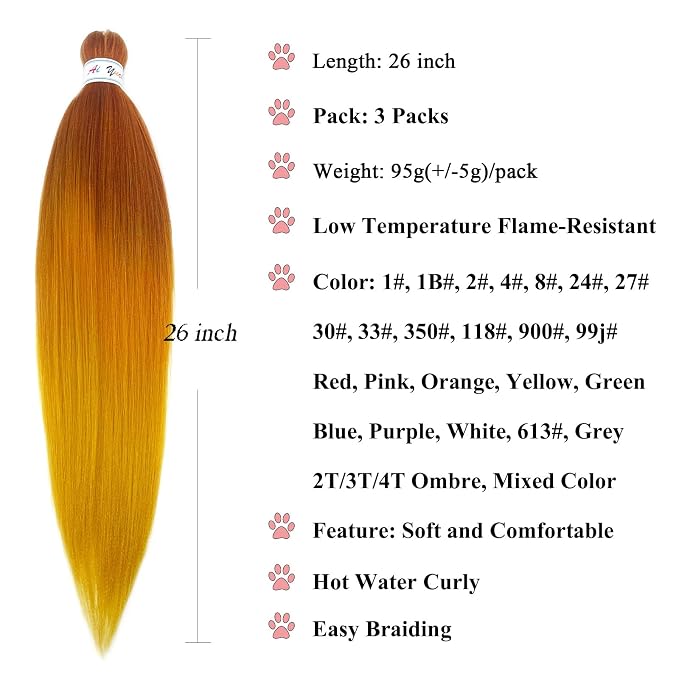 Ginger Golden Ombre Braiding Hair 6 Packs