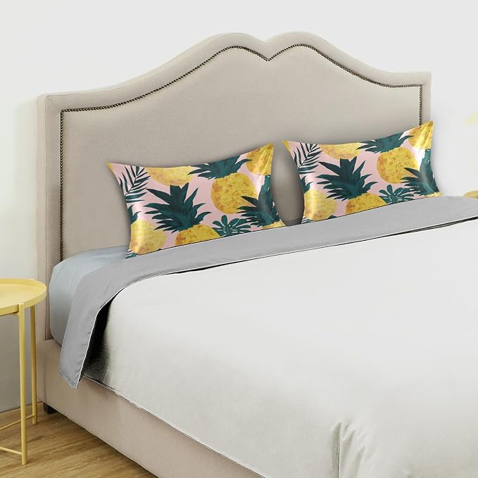 Light Pink Pineapples and Tropical Leaves