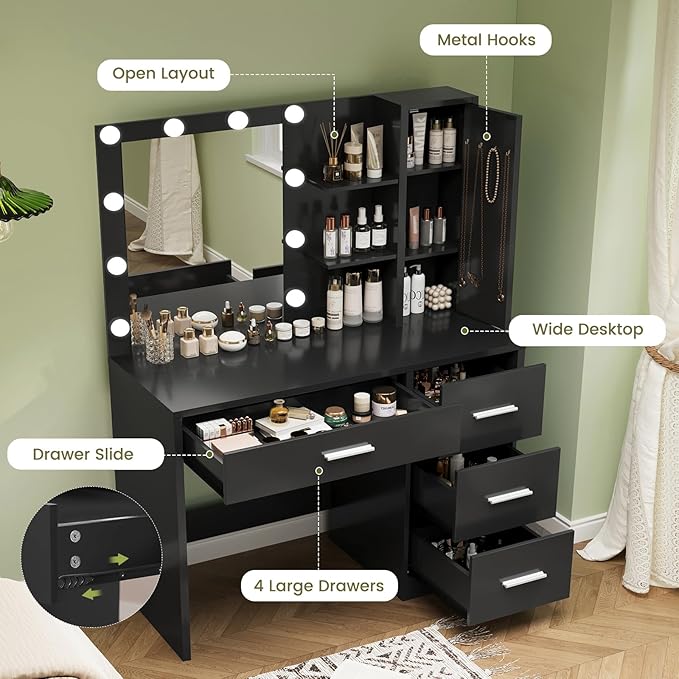 Black 4 Drawers