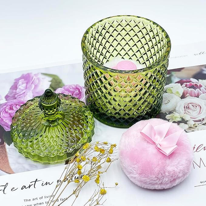 1 Handle 1 Bow Pink Puffs with Pointed Cylinder-Olive Green-Large