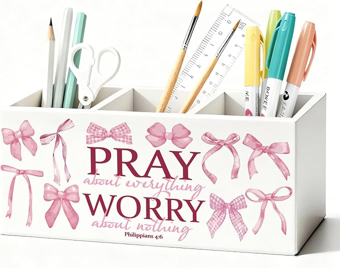 01-Pink Bow Christian Pen Holder(1)