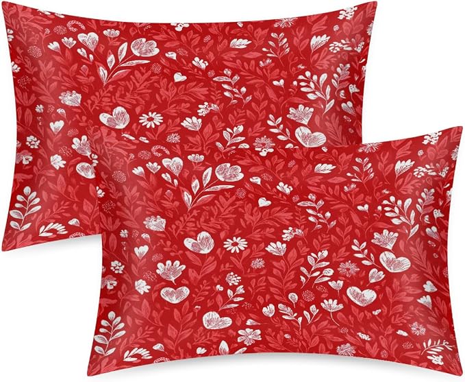 Red Floral Leaves Hearts