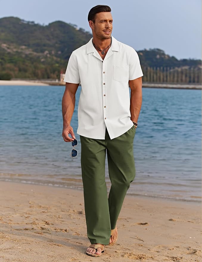White Shirt/Army Green Pants