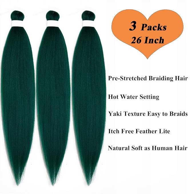 Dark Green Braiding Hair 3 Packs