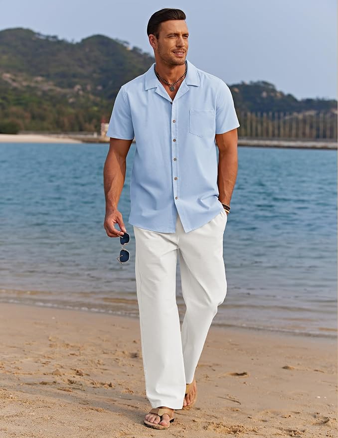 Light Blue Shirt/White Pants