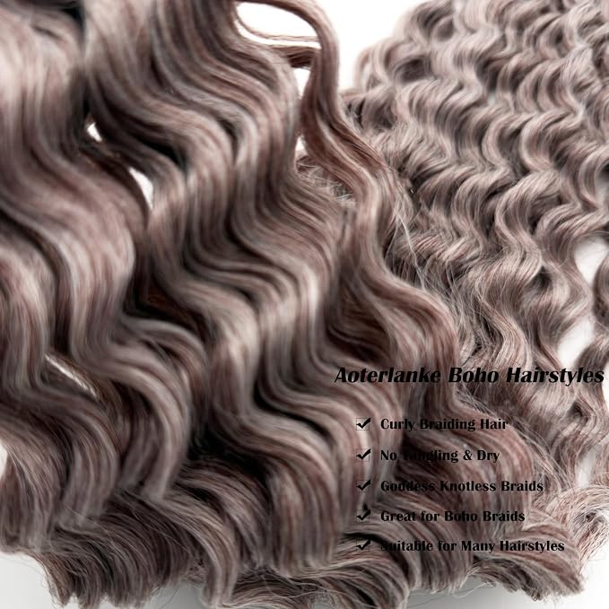Mixed Bright Ash Brown Braiding Hair with Boho Curls