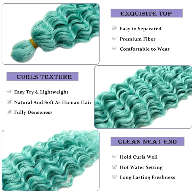 Mint Braiding Hair with Boho Curls