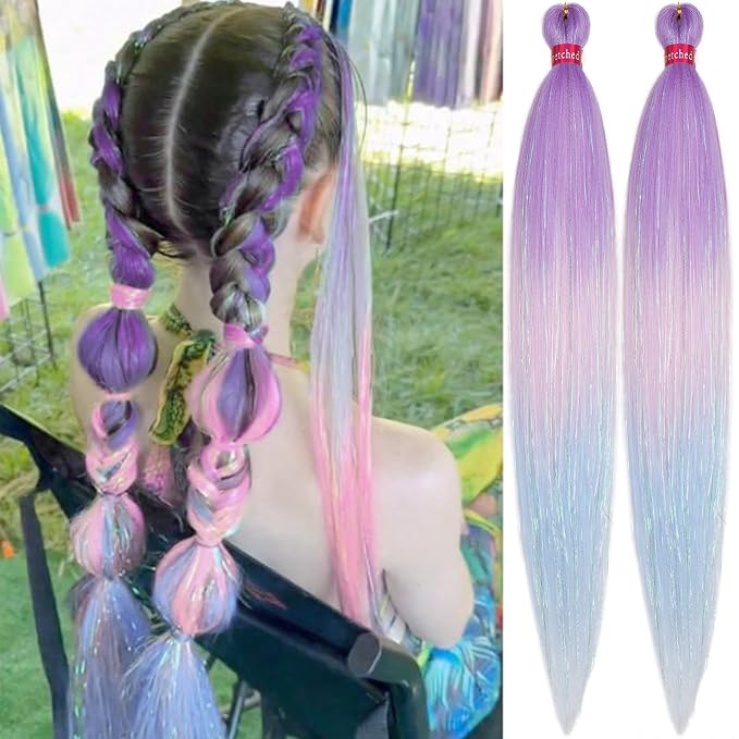 ombre purple-pink-babyblue tinsel