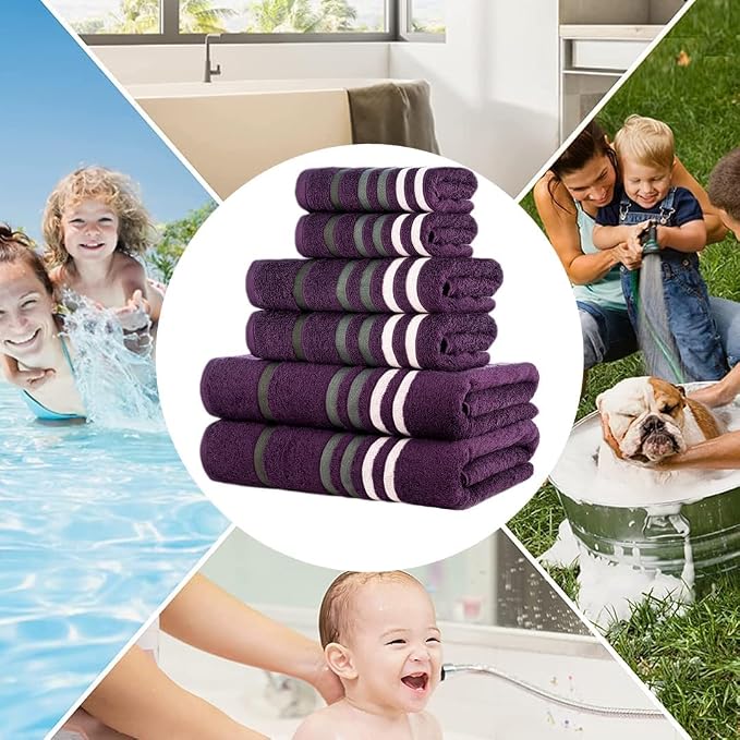 Exotic 6pcs Towel Set Purple
