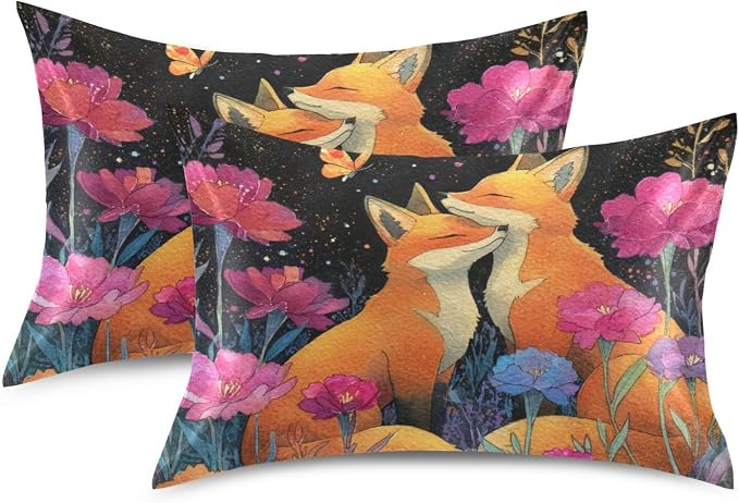 Orange Foxes Carnations Colorful