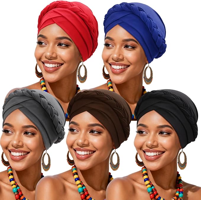 5 Pack Twisted Braid: Blue, Red, Grey, Coffee, Black