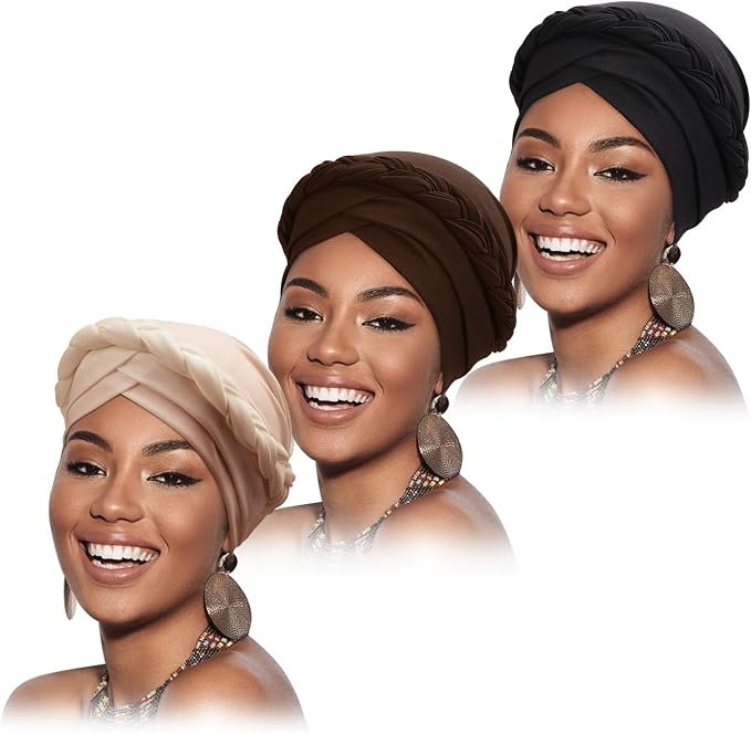 3 Pack Twisted Braid: Apricot/Dark Brown/Black