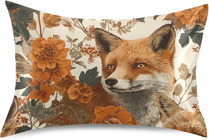 Foxes Autumnal Flowers Beige