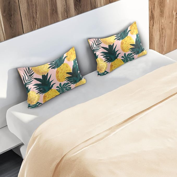 Light Pink Pineapples and Tropical Leaves