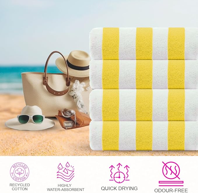 Cabana Beach Towel 4 Pieces, Lemon