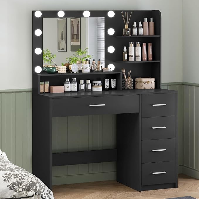 Black 5 Drawers