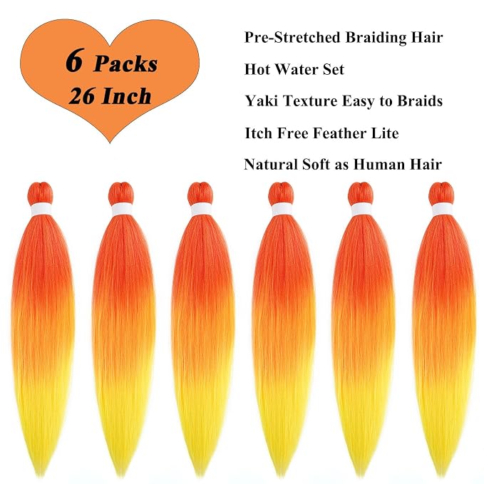 Orange Ombre Braiding Hair 6 Packs