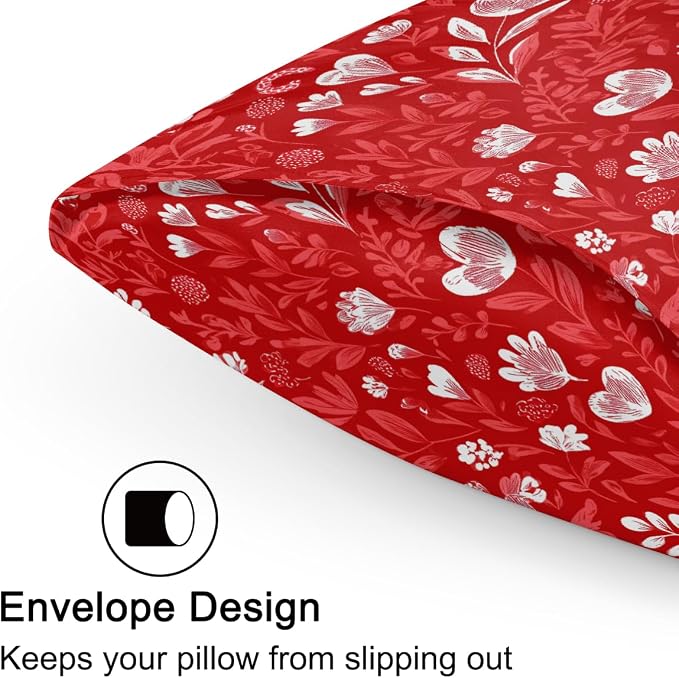 Red Floral Leaves Hearts