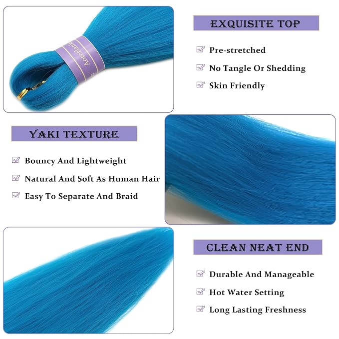 Lake Blue Braiding Hair with Boho Curls