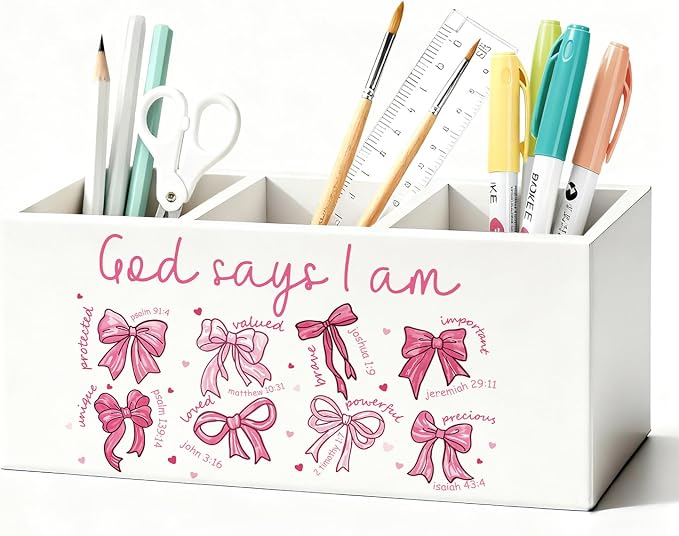 01-Pink Bow Christian Pen Holder(4)
