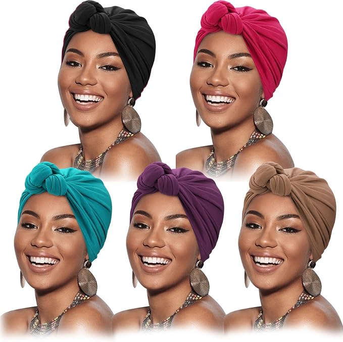 5 Pack Knotted: Black, Khaki, Rose, Purple, Teal