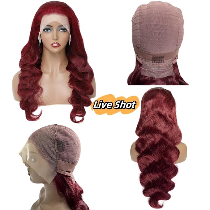 99J Body Wave Burgundy Lace Front Wigs Human Hair