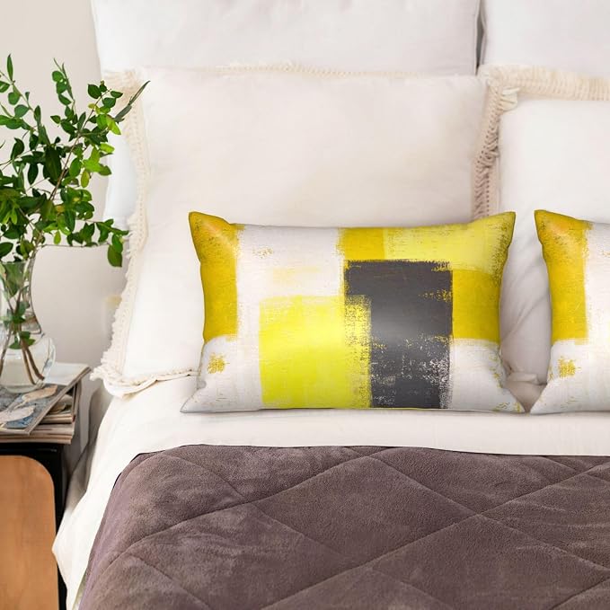 Yellow and Grey Abstract Art