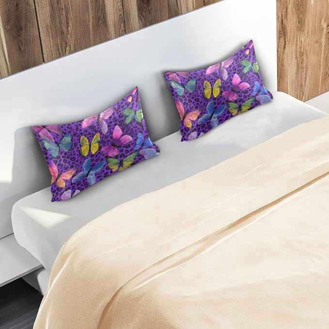 Colorful Butterflies and Purple Leopard Print