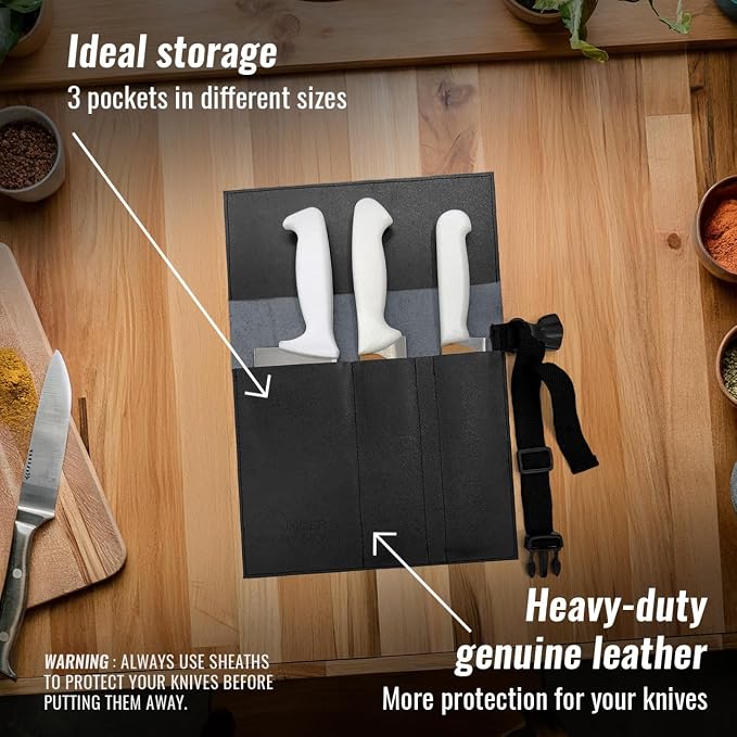 Knife Roll 3 Slots Black